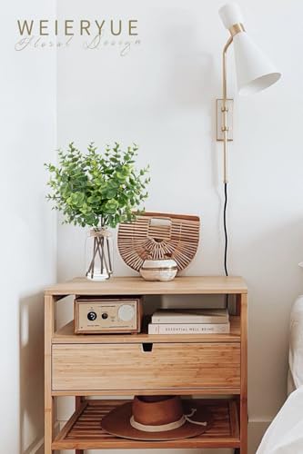 Artificial Eucalyptus Stems in Glass Vase with Faux Water,Artificial Plants Eucalyptus Leaves for Shelf Desk Bathroom Farmhouse Room Coffee Table Home Decor, Central Decoration. - color: Eucalyptus Leaves 3