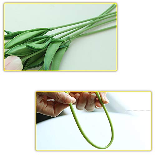 30pcs Real Touch Tulips PU Artificial Flowers, Fake Tulips Flowers for Arrangement Wedding Party Easter Spring Home Dining Room Office Decoration. (Pink, 14" Tall) - color: Pink