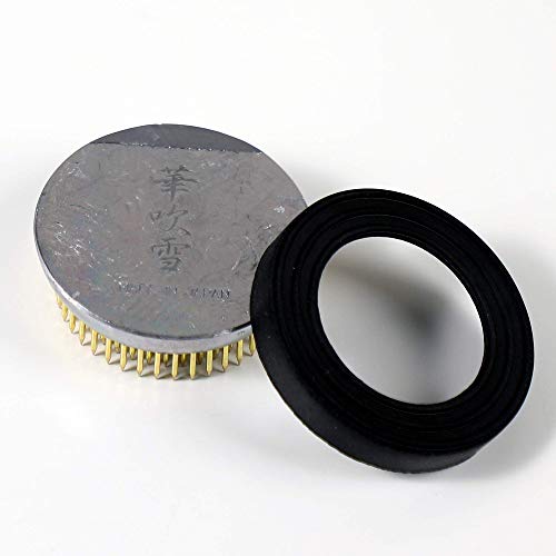 Wazakura Ikebana Kenzan Japanese Flower Holder, Made in Japan, Floral Arranging Pin Frog, Round - 2.4"(61mm) Brass