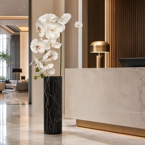 Larksilk White Phalaenopsis Orchid Stems, Real Touch Latex 49 Inches | Real-touch latex phalaenopsis orchid stems, faux silk orchid branch for tall vase, wedding centerpiece & home decor - color: White, size: Stem - 1 Pack