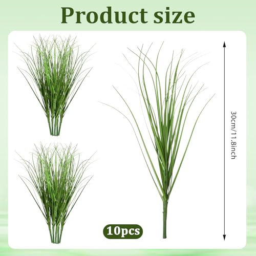 10 PCS Artificial Plants Onion Grass, Faux Shrubs Wheat Grass Greenery Stems Onion Grass-Greenery Faux Greenery Stems for Home Decor, Fake Tall Grass-Plant for House Home Indoor Outdoor Office Room