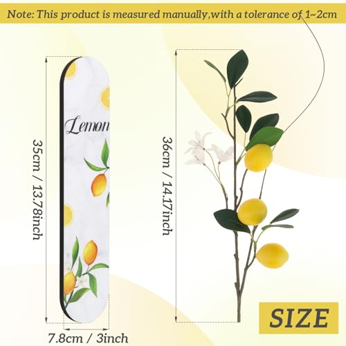Woration 1PC Wall Mounted Wood Lemon Theme Decoration Fake Plant Hanging Wooden Plaque Vase Planter with Artificial Fruit Branche Art Wall for Bathroom Bedroom Kitchen Office Home - White - color: Artificial Lemon Branche