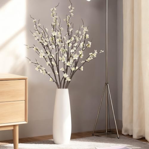 4 Pcs Cherry Blossom Branches 39 Inch White Fake Flowers Spring Decorations for Home Decor, Artificial Flowers Long Stem Branches for Vase Wedding Office Party Table Decor Centerpieces - color: White, size: 4 Pcs