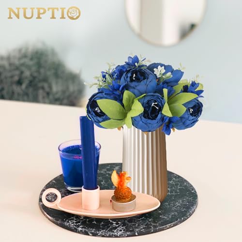 NUPTIO Flower Balls for Centerpieces Wedding: 2 Pcs 9.4 inch Diameter Royal Blue Artificial Flower Ball Arrangement Bouquet Centerpiece for Tables - Fake Peony Flowers for Wedding Decor - color: Royal Blue