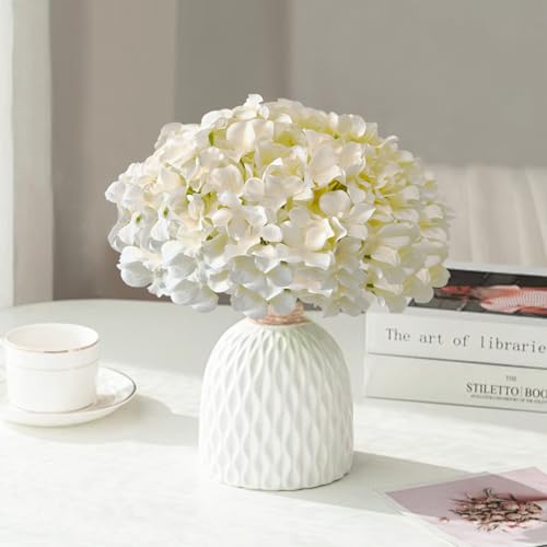 100 Pcs Faux Champagne Hydrangea Artificial Flowers Bulk, Fake Silk Hydrangea Flowers Heads with Stems for Wedding Decorations Garden Party Baby Shower Porch Home Decor Table Centerpieces - color: Champagne, size: 100 Pcs