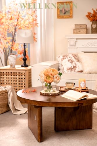 Artificial Flowers in Vase, Silk Peonies Flower Bouquet with Faux Water, Apricot & Champagne Fake Flower Arrangement for Spring Home Decor Wedding Party Dining Table Centerpiece & Mom's Birthday Gift - color: Apricot & Nude