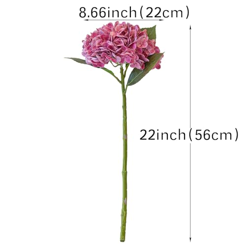 22" Large Real Soft Touch Artificial Hydrangea Flowers Bouquet Latex Hydrangeas for Wedding, Home, Office, Bridal Party Decoration Garden Office Room Table Centerpieces 3pcs Magenta - color: 3pcs Magenta