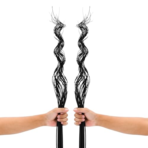 Leewadee Wavy Palm Leaves – Loose Decor Twigs for Floor Vases, Colored and Dried Arrangements for Home and Business Decorations, 39 inches, Black Brown - color: Black Brown, style: Branches