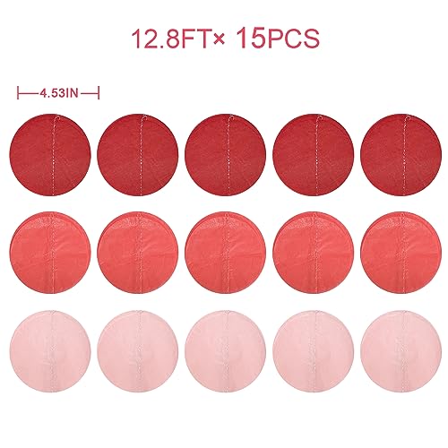 192 Ft Red Party Decorations Ombre Red Polka Dot Backdrop Streamer Tissue Paper Circle Dots Hanging Garland for Birthday Graduation Engagement Wedding Anniversary Valentines Holiday Hen Party Supplies - color: Ombre Red