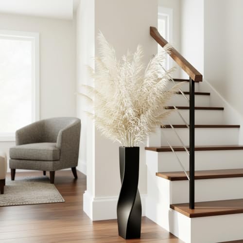Tall Vase On Floor, 23.62" Twisted Geometric Flower Vase for Home, Living Room, Flower Centerpieces, Shelf, Table, Decor, Creative Unique Decorative Vases - color: Black, size: 23.62 Inches