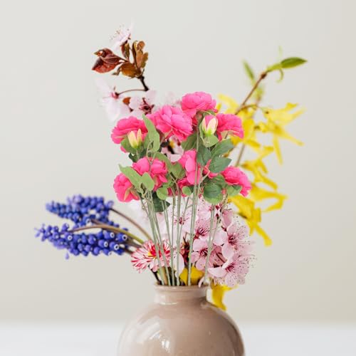 6pcs Artificial Peony Flower Picks Rose Red Flower Bunch Decor for Wedding Centerpieces Home Table Vase Decorations