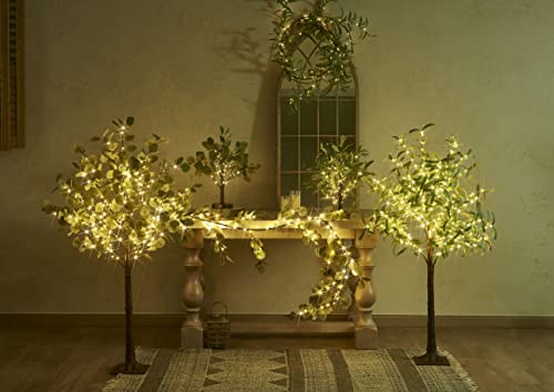 Hairui Lighted Olive Tree Plug-in 4FT 160 Warm White LED Artificial Greenery Tree with Lights for Wedding Christmas Holiday Home Decoration - style: 4FT-Olive Tree