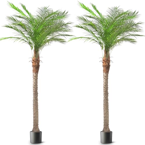 Artificial Phoenix Palm Tree 9ft Tall Outdoor Indoor Decor Fake Plants with 21 Adjustable Leaves, Large Faux Sago Palm Tree for Home Office Living Room Yard Outside Patio Poolside (2, 9ft) - size: 9ft