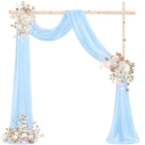 DeZerlor Wedding Arch Draping Fabric 29" x 20 FT Drapes for Backdrop Sheer Curtains for Romantic Bridal Baby Shower Decorations Ceremony Birthday Party Outdoor Events, Baby Blue - color: Baby Blue
