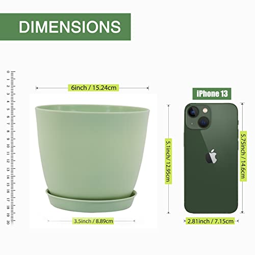 SwinDuck 6 Inch Plant Pots, 12 Pack Plastic Planters Modern Flower Pot with Drainage Holes and Saucers for All House Plants, Herbs, Flowers and Seeding Nursery, Colorful - color: Colorful