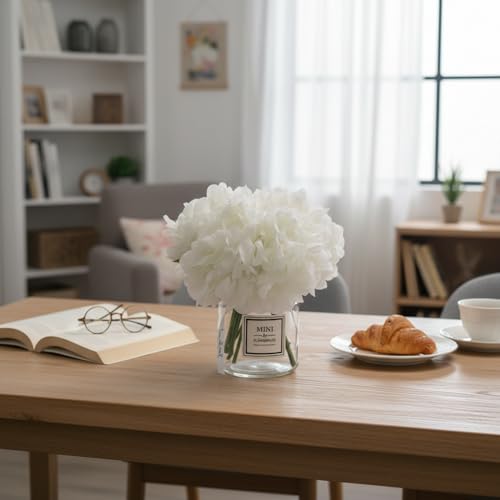 LADADA Artificial White Peony Flowers in Vase,Wedding Bathroom Home Table Decor - color: White Peony