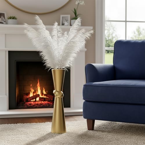 Tall Gold Floor Vase 23.6″ – Glossy Resin Decorative Floor Vase for Pampas Grass, Branches & Dried Flowers, Modern Farmhouse Indoor Home Decor - color: Gold