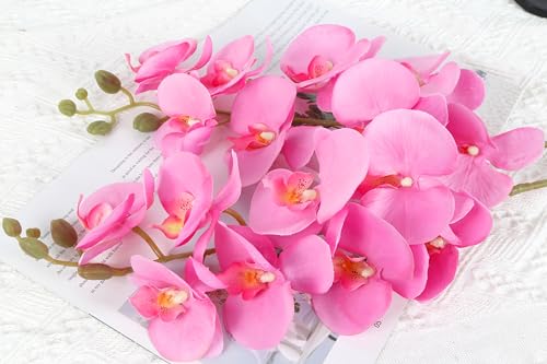 38 Inch 6 PCS Orchids Artificial Flowers Pink Fake Orchids Velvet Silk Orchids Faux Orchid Flowers Long Stem Artificial Flowers for Tall Vase for Home Wedding Decoration(Light Pink) - color: Light Pink