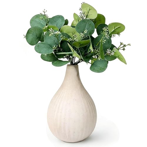 10PCS Artificial Eucalyptus Stems, Fake Eucalyptus Plant, Faux Greenery Centerpieces for Tables,Vase, DIY Bouquets and Weeding Home Decor (11 inch,No vase) - size: 10PCS Medium