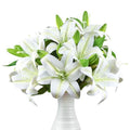 12 Pcs White Artificial Lily Flower, Realistic Long Stem Real Touch Stargazer Lily, Faux Lily Flower Fake Floral with Rods for Home Party Wedding Table Centerpiece Garden DIY Craft Decoration