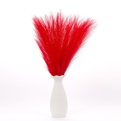 Faux Pampas Grass Decor ， 21.7 Inch Artificial Pampas Grass Red Reed Grass, Vase Filler for Home Decor, Room, Bathroom, Wedding, Table Centerpiece - 20PCS - color: Red