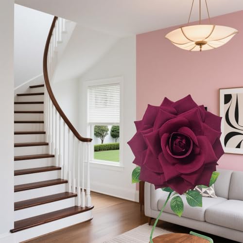 1 PCS 42-inch Giant Rose Large Decorative Flower, Wedding Window Display Background Decoration Rose, Valentine's Day (Dark red) - color: 03 Rose