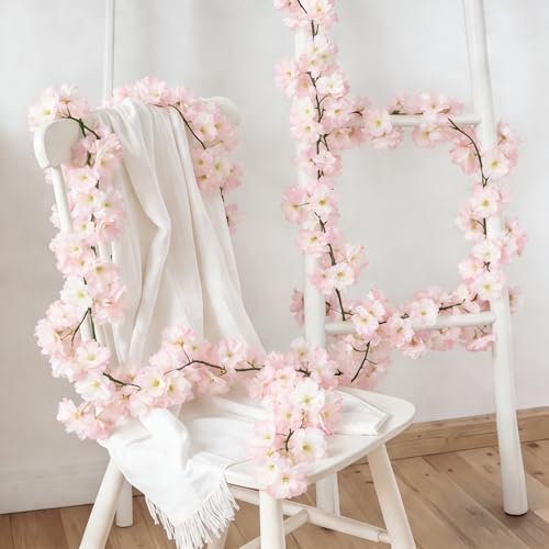 Artificial Flowers Garland Cherry Blossom Garland Silk Cherry Blossom Vines Hanging for Wedding Party Sakura Cute Spring Decor (Cherry Pink, 4PCS) - color: Cherry Pink, size: 4PCS