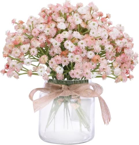 Pink Babys Breath Artificial Pink Flowers Artificial Babys Breath Small Baby Breath Flower Artificial for DIY Floral Arrangements Wedding Bridal Bouquet Indoor Party Home Decor