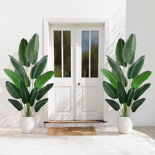 YEPDIN Artificial Bird of Paradise Plant 6 Ft Tall Fake Banana Leaf Plant for Indoors and Outdoors,Faux Palm Tree with Plastic Pot for Office and Home Decor,L180 - style: 6 FT