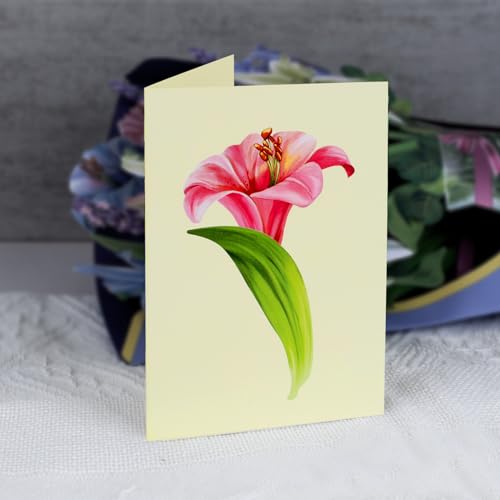 Airpark Pop Up Flower Cards, 3D Paper Flowers Bouquet Birthday Card 12’‘ with Blank Note and Envelope, Mother's Day, Get Well Greeting, Anniversary, Thank You, Easter Gifts Cards for Women Mom, Lillie - style: Lillies & Lupines
