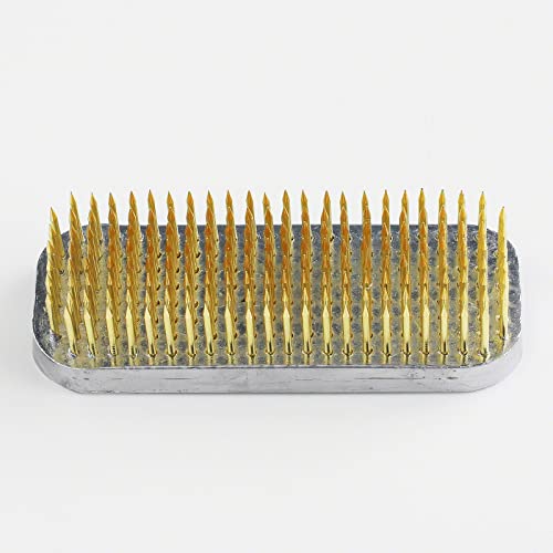 Wazakura Japanese Ikebana Kenzan Long Rectangular Flower Holder 3.4 in (87 mm), Made in Japan Floral Arranging Pin Frog Tool (3.4" (87mm) Long Rectangular Brass Kenzan) - color: 3.4" (87mm) Long Rectangular Brass Kenzan