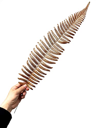 CATTREE Artificial Gold Fern Plants Large Leaves Tall 23" - 5 Pack, Fake Boston Ferns Golden Plant Decoration Plastic Faux Foliage Shrubs Simulated Leaf for Party Wedding Table Centerpiece DIY Décor - color: (Large) Gold Fern Leaves - 5 Pcs