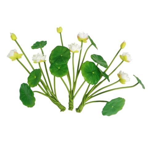 Artificial Flower Water Lily,Silk Plants Floating Flowers,Plastic Flowers Lotus Flowers,Realistic Fake Flowers Lotus Decor Used for Fish Tank Decoration Home Decor (3, White) - color: White