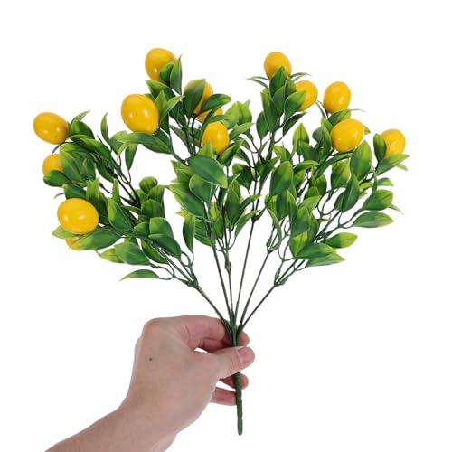 PRETYZOOM 3Pcs Artificial Branches Stems with Realistic Artificial Lemons Faux Fruit Tree Branches Greenery Decoration for Spring Kitchen Decor and Home Flower Arrangement Props