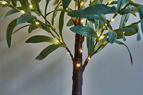 LITBLOOM Lighted Tabletop Olive Tree 18IN 50 LED Fairy Lights with Timer Battery Operated or USB Plug in Bonsai Tree for Wedding Christmas Spring Home Decoration - color: Olive