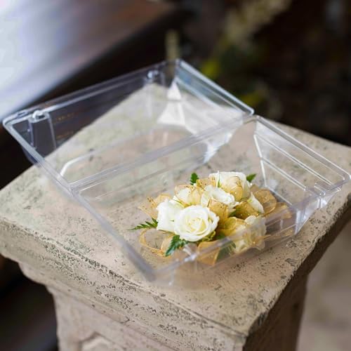 Curtis Wagner Plastics CW-754 Clear Medium Corsage Flower Boxes (5-Pack) - 8" x 5" x 4" Size, Plastic Floral Containers for Corsage, Boutonniere, Roses, Small & Large Flowers, Clear Gift/Craft Box - style: Corsage-medium