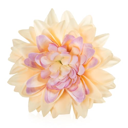 Fabric Flowers Heads for Craft, 15 Pcs Artificial Dahlias Flower Heads Bulk, 3.5 Inch Coffee Silk Flowers Heads Artificial Flowers for Home Wedding, Hat Decoration, DIY Wreath, Scrapbooking - color: Coffee