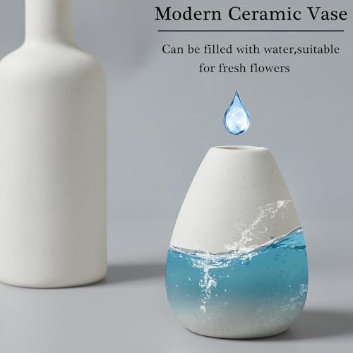CEMABT White Ceramic Vase Set - 4 Small Unique Flower Vases for Centerpieces, Modern Home Decor - color: 4set-white