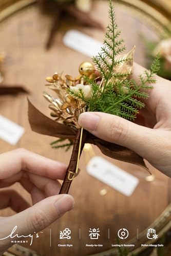 Ling's moment Boutonniere for Men, 6pcs Groom Groomsmen Boutonniere, Artificial Flowers for Wedding Decor/Prom/Homecoming, etc.Walnut Brown - color: Brn-walnut Brown