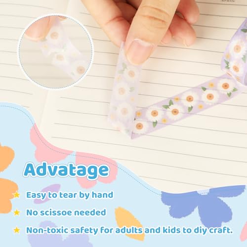12 Rolls Flower Washi Tape Set, Watercolor Floral Botanical Decorative Masking Tapes, Cute Blooms Adhesive Tapes for Spring DIY Art Crafts Scrapbook Planners School Gift Wrapping Supplies 16.4Ft - color: M