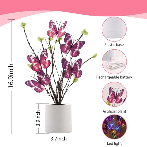 WSYEAR Birthday Gifts for Women,Butterfly Led Lamp Mothers Day Valentines Day Colorful Vintage Butterfly Decor for Women Mom Wife Grandma Girlfriend - color: BUTTERFLY