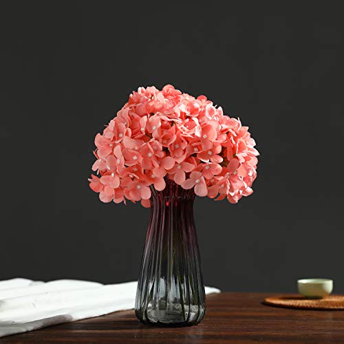 10PCS Silk Hydrangea Heads with Stems Artificial Flowers for Wedding Party Home Decor (Pink 3#) - color: Pink 3#