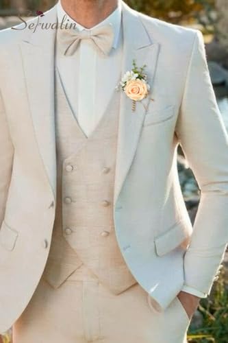 Serwalin 6PCS Champagne Rose Boutonniere for Men Wedding Groom Groomsmen Best Man Boutonniere for Wedding Ceremony Anniversary Prom Flowers Formal Dinner Party - color: Champagne, size: Boutonniere 6pcs