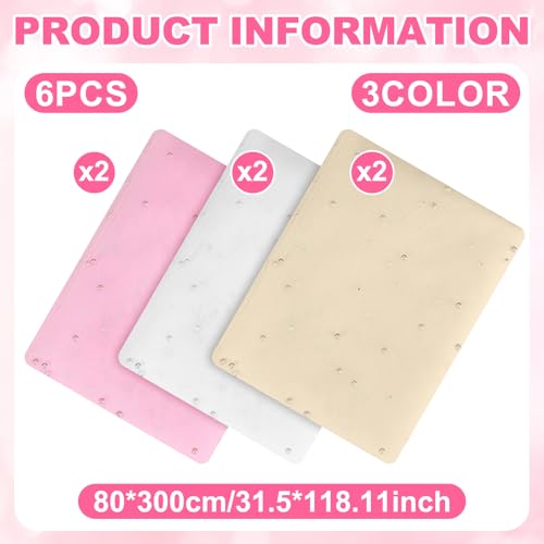 6 Pcs Pearl Tulle Table Runners Bohemian Country Tulle Lace Table Runner 120 Inch 10 Ft White Champagne Pink Lace Fabric for Home Dining Wedding DIY Craft - style: Pearl