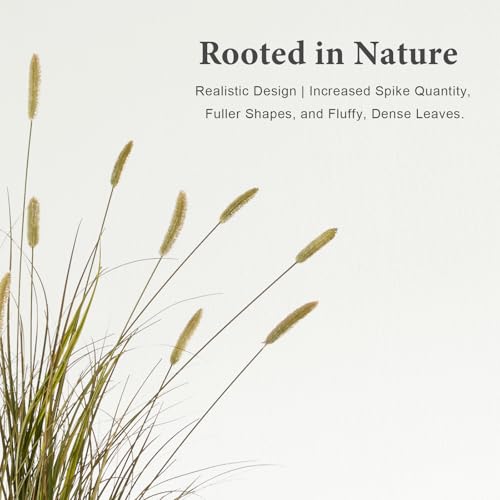 37 inches Extra Lush Artificial Reed Grass (6pcs), Luxury Fake Tall Plants with 14 Heads Dogtail Flower, Luxury Faux Tall Greenery with Dogtail for Garden Porch and Home Decor (Yellow-14) - color: Yellow-14, size: 37 inches