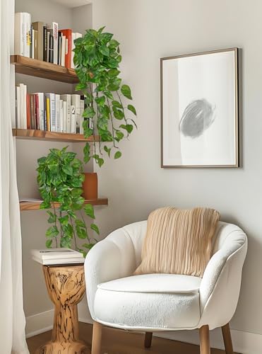 24" Artificial Hanging Plant Ivy Vine Green Plants Decorative Artificial Plants Fake Hanging Plants for Window Wall Decorations - color: Pothos, size: 42-inch