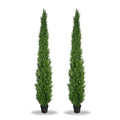 8 Feet Pre-Potted Evergreen Outdoor Artificial Cedar Tree for Front Porch Decor, Outdoor Entryway Decor Fake Tree, Tall Faux Tree with UV Resistant Coating (2 Pack) - style: 2 Pack