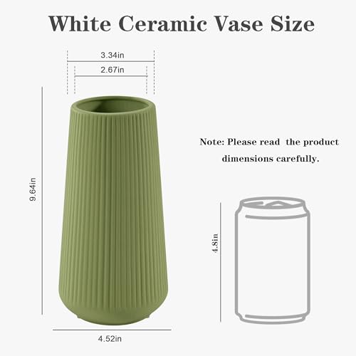 XL Saga Green Ceramic Vase, GUKJOB Cute Flower Vase for Pampas Grass, Home, Living Room, Dining Table, Farmhouse, Office Decor, Bedroom, Table, and Kitchen Shelf (XL Saga Green) - color: XL Saga Green