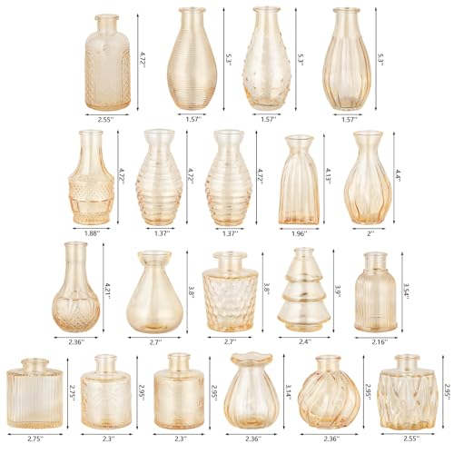RUCKAE Glass Bud Vases Mini Flower Vase Small Vintage Vases for Centerpiece Table Wedding Decorations Home Decor Party(Gold 32pack) - color: Gold