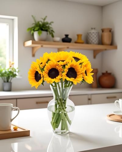 Stargazer Barn 10 Stem Sunflower Bouquet - Fresh Cut Flower Delivery, Hand-Tied in the USA, Gift for Birthday, Anniversary, Sympathy or Home Decor - Vase Not Included - color: Yellow